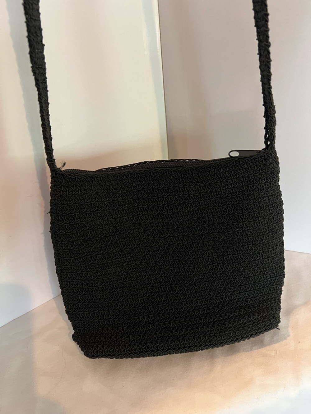 Kathie Lee Collection Black Beaded Crochet Crossbody Bag - Picture 4 of 6
